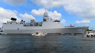 Sail-In 2025 Amsterdam: Marineschip Zr.Ms. Evertsen - F805 op het Noordzeekanaal / Petroleumhaven