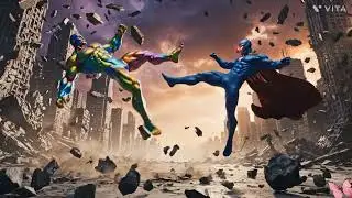 The Ultimate Showdown: Rainbow Titan Hulk vs. The Blue Avenger Superman 🥶🥶🥵#Dc#marvel #ai #football 