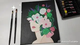 modern art painting || floral beauty 🌺  || flower girl painting || portrait painting