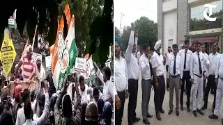 Karnal: Congress workers, advocates of district bar association protest against police lathicharge