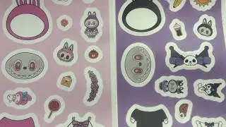 Let's make Labubu fun sticker paper together.#asmr #stickerbook