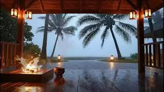 INSOMNIA CURE: 8 HR Heavy Tropical Rain & Bonfire for Deep Sleep 😴 #RainSounds