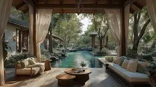 Healing Jazz Melodies for Relaxation | Luxury Tropical Oasis with Private Pool and Garden View