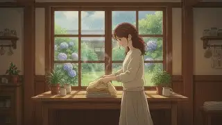 Cozy Rainy Day | Folding Laundry ASMR & Relaxing Slice of Life 🌧️ #ghibl