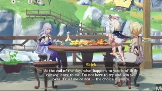 Genshin Impact 5.7 Lumine Meet Skirk In Wanmin Restaurant Cutscene Dialogue