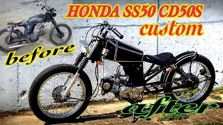 ♯4 不動車ベンリィ50 CD50フルカスタム&エンジンチューニングしてみた Chopped custom timelapse build HONDA ss50 ベンリィ50 CD50S