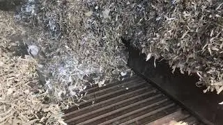 Shredded cores being recycled