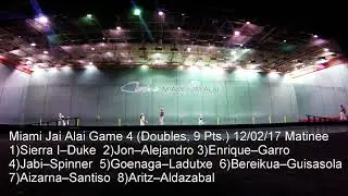 Miami Jai ALai 12-02-2017 matinee Game 4 to 9 points highlights