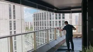 #panoramicviews #outdoordesignideas #balcony Fz30 #glasswall #glassdesign folding #glassdoors -977