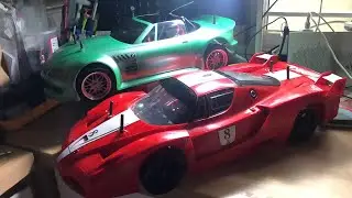Having fun with tamiya TA-02 Bmw mroadster and Hsp Fxx right after a storm hit
