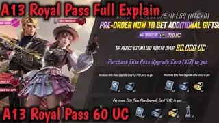 A13 Royal Pass Pre Order Here/A13 Royal Pass In 60 UC/Cheep Price A13 Royal Pass For Everyone/PUBGM