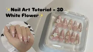 NAIL ART TUTORIAL - 3D White Flower Nail Art 