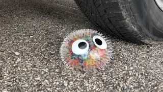 EXPERIMENT CAR VS SQUISHY ORBEEZ STRESS BALL