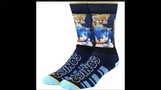 Sonic the Hedgehog 2 Tails and Sonic Logo Sublimated Crew Socks