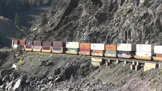 CN Rail -- CN2337West on long Intermodal at Nicoamen River