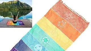 Hot Rainbow Beach Mat Mandala Blanket Wall Hanging Tapestry Stripe Towel