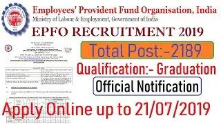 EPFO Recruitment 2019 Apply Online for 2189 SSA Posts, Graduates Eligible
