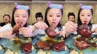 SUB NEW XiaoYu Mukbang  MUKBANG SATISFYING 중국 음식 먹기。ASMR MUKBANGpistol leg and turkey noodles 21