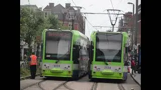 Two of CR4000 Flexity Swift 2534 & 2535 London Tramlink Seen Parked at East Croydon, George Street