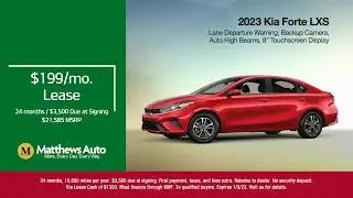 Lease the 2023 Kia Forte LXS for $199/Mo for 24 Months with $3500 Due at Signing!