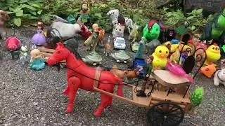 How cart horse loading the chair and fish/ horse cart man collect the chair and electric fish/