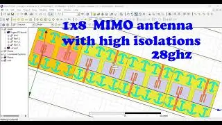 1x8 MIMO antenna with decoupling high isolation antenna array 28GHz mmWave ansys HFSS electronics