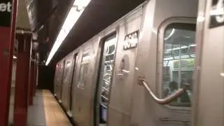 NYC R160 F subway train via the E line at 34th Street