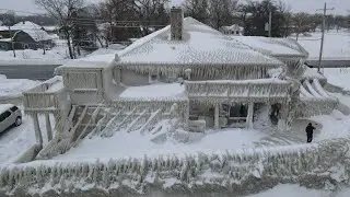 Frozen restaurant in Hamburg, NY, Blizzard 2022