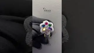 🔥 Hip Hop Iced-Out Ruby Gemstone Ring | Multi-Color Ruby Diamond Ring | Swan Diamond 💎🔥