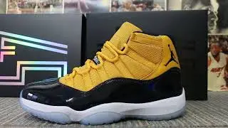 HD Review For Air Jordan 11 Yellow Black Custom