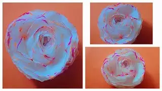 How to make beautiful rose flower from tissue paper @ArtandcraftsWorld008 #diy #papercraft #viral 