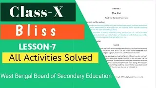 The Cat || Class 10 Lesson 7 || All Activities Solution with Detailed Explanation