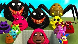 🕳️ALL NORMAL 3D POU BOU'S REVENGE Monsters SPIDER BOU POU and SPRUNKI BOU in BIG HOLE in Garry's Mod