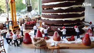 Tiny Bakers at Work Building the Ultimate Chocolate Cake