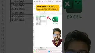 Don't find Day in Excel‼️Instead Use Amazing Function #exceltutorial #exceltips #shorts #excel