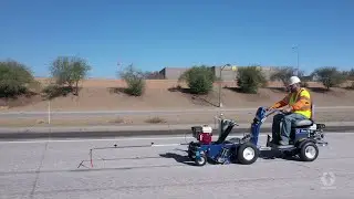 Road line marking machine Tapelazer for faster and easier lining