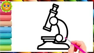 Microscope Drawing, Painting, Coloring for Kids and Toddlers . how to draw microscope for children