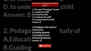 Assam tet 2021 | Important Pedagogy Questions | part 1 | #অসম #assamtet #assam