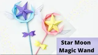 DIY PAPER MAGIC WAND / paper crafts for school / Paper craft / Star moon magic wand / Origami wand