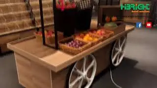 new fruit and vegetable display table with decorative wheels