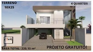 (BAIXE GRATIS!) Terreno 10x25 / 4 Quartos / 220,15 m² (cod 105)