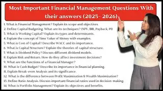 Most Important Financial Management Questions & Answers (2025&ndash;2026) | 11th, 12th, B.Com, BBA, MBA