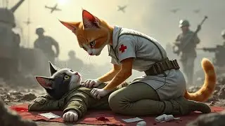 #Heroic Widow's Triumph: Social effects of war depicted with ginger cats.