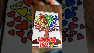 Rainbow Heart Tree 🌈✨Satisfying Coloring #markerart #drawing #art #painting #coloring #sakuramarkers