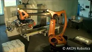 Palettierer S&auml;cke mit Roboter - Ventils&auml;cke automatisch palettieren und &ouml;ffnen