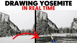 Real Time Landscape Drawing of Every Detail! GRASS and RIVER.  Part 4 of 5