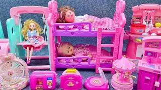 10 Minutes Satisfying with Unboxing Barbie Doll Pink Rock Bed Toys, Swing& Slide Toys Review | ASMR