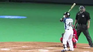 谷元圭介投手の打席（札幌ドーム初　北海道日本ハムファイターズ）