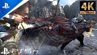 God of War Ragnarok - Kratos & Atreus vs Dreki Boss Fight (4K 60FPS) | PS5 Pro