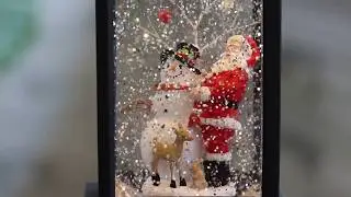 RAZ Santa and Snowman Snow Globe | Lighted Water Lantern